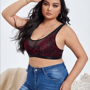 New 2XL Plus Size Lace Black & Red Bra
